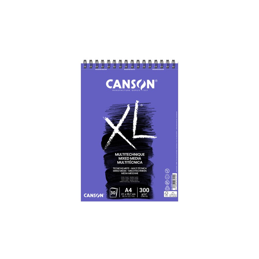 7742-Canson XL Mix Media Bloc de hojas de papel para bellas artes 30 hojas