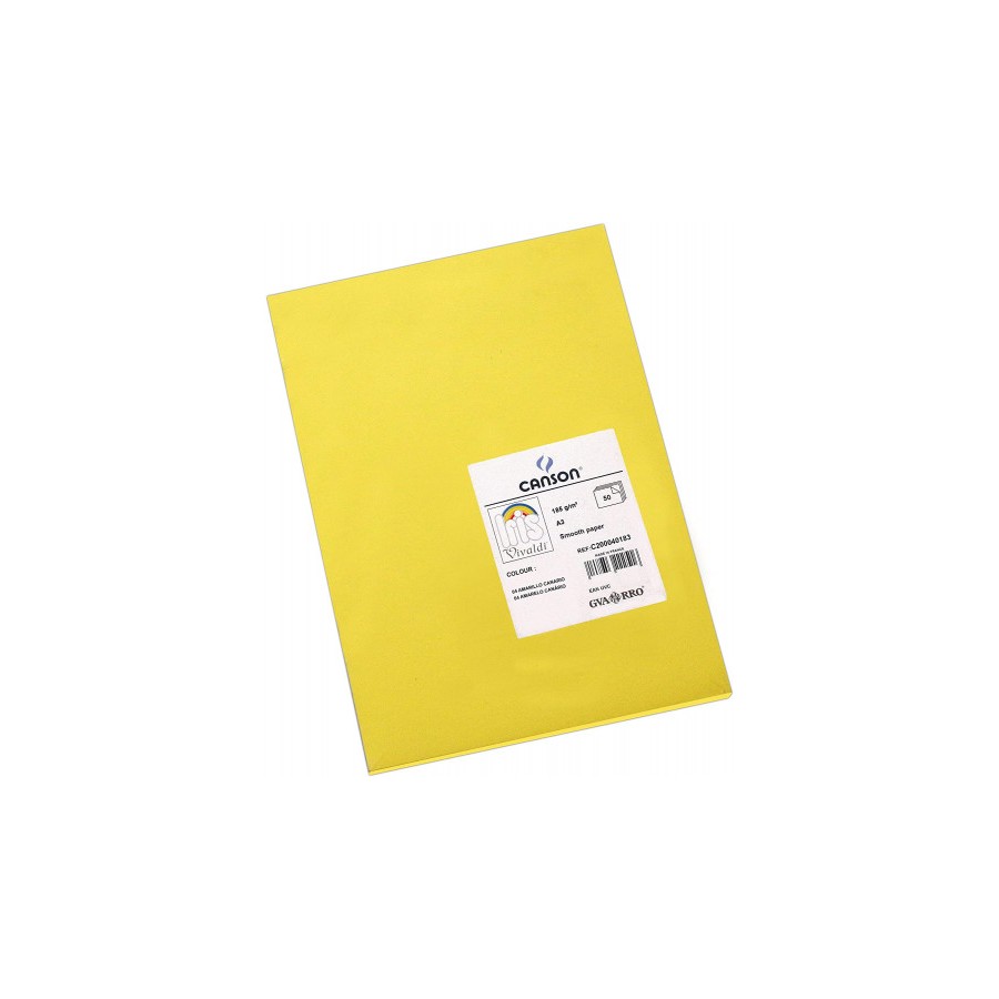 7762-PACK 50 HOJAS CARTULINA IRIS A3 185G AMARILLO CANARIO CANSON C200040183