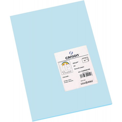 7764-PACK 50 HOJAS CARTULINA IRIS A3 185G AZUL CIELO CANSON C200040199