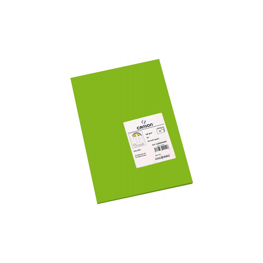 7767-PACK 50 HOJAS CARTULINA IRIS A3 185G VERDE BILLAR CANSON C200040208