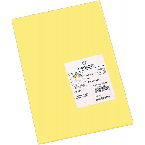 7768-PACK 50 HOJAS CARTULINA IRIS A4 185G AMARILLO LIMON CANSON C200040154
