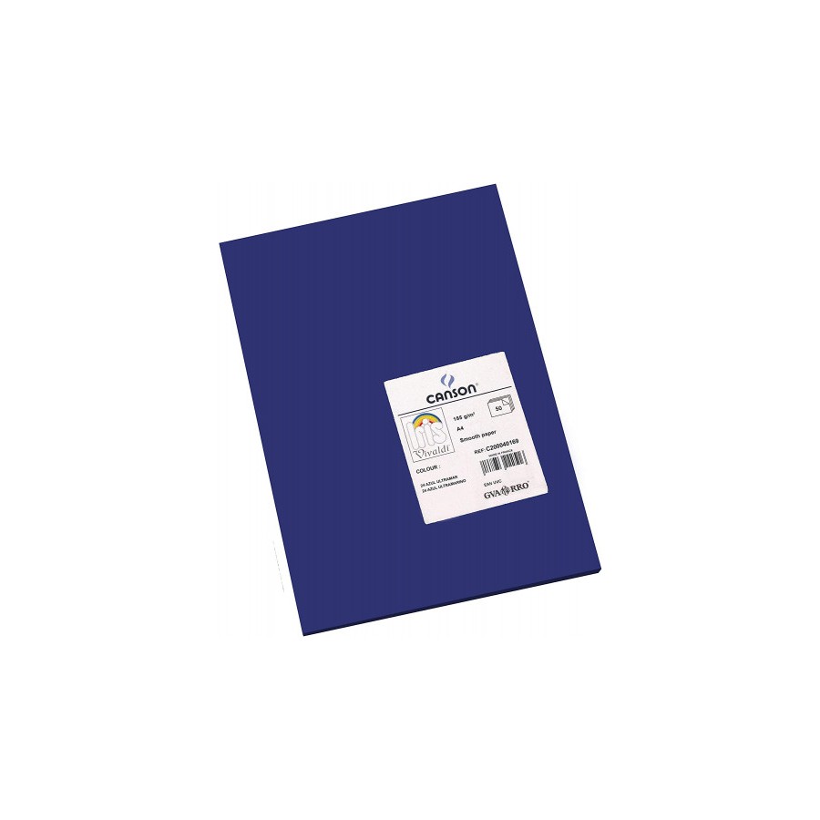 7772-PACK 50 HOJAS CARTULINA IRIS A4 185G AZUL ULTRAMAR CANSON C200040169