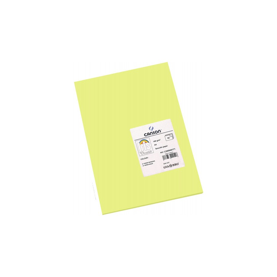 7777-PACK 50 HOJAS CARTULINA IRIS A4 185G VERDE MANZANA CANSON C200040171