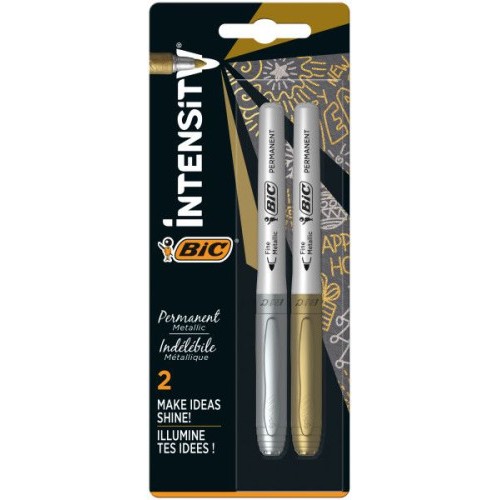 7791-BLISTER 2 MARCARDORES PERMANENTE ORO / PLATA BIC 900340