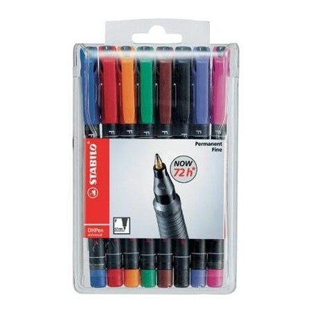799-ESTUCHE 8 MARCADORES PERMANENTE P.FINA SURTIDO OHPEN UNIVERSAL 0,7MM. STABILO 842/8