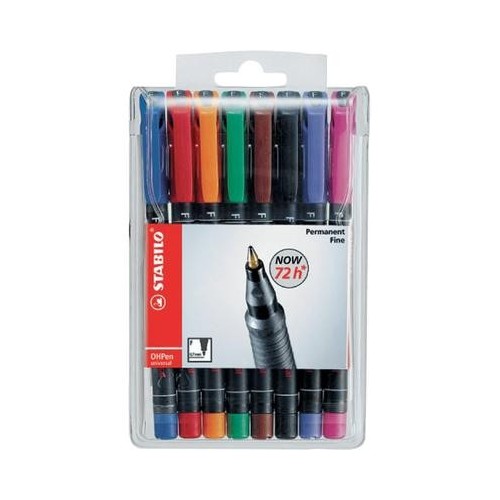 802-ESTUCHE 8 MARCADORES PERMANENTE P.MEDIA SURTIDO OHPEN UNIVERSAL 1MM. STABILO 843/8