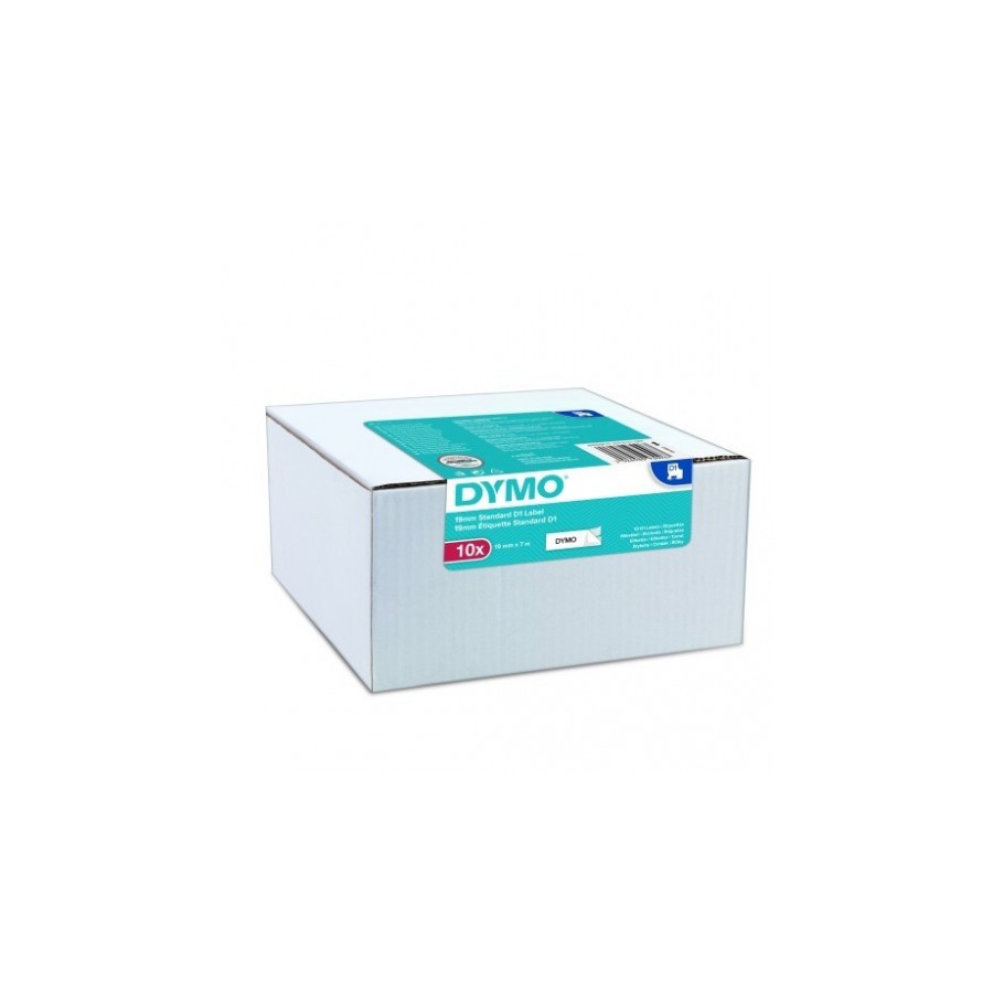 8023-MULTIPACK 10 CINTAS DYMO D1 19MMX7M NEGRO/BLANCO DYMO 2093098
