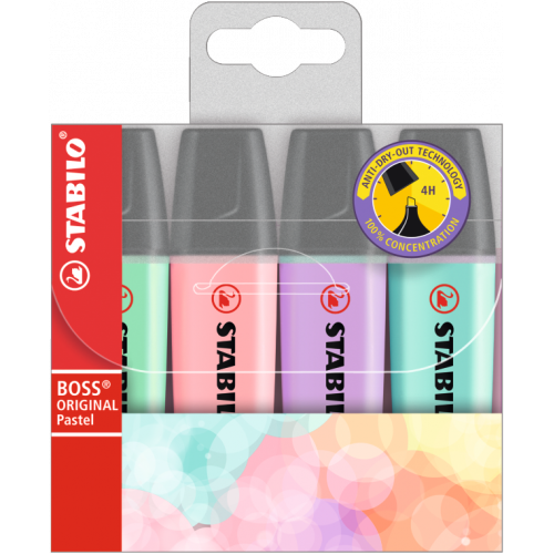 8095-ESTUCHE WALLET 4 BOSS COLORES PASTEL SURTIDOS STABILO 70/4-3