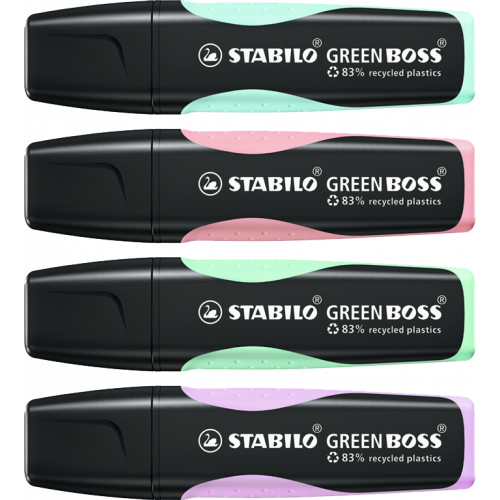 8105-ESTUCHE WALLET 4 STABILO GREEN BOSS COLORES PASTEL SURTIDOS STABILO 6070/4-2