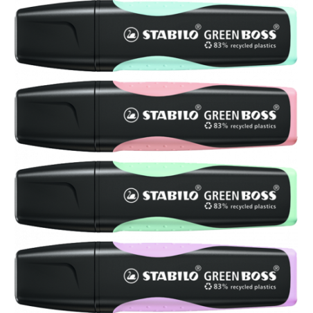 8105-ESTUCHE WALLET 4 STABILO GREEN BOSS COLORES PASTEL SURTIDOS STABILO 6070/4-2