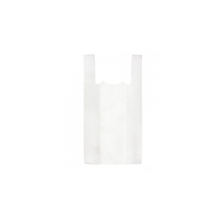 8173-PAQUETE 50 BOLSAS CAMISETA 42X28X53CM PLASTICO RECICLADO 200 MICRAS