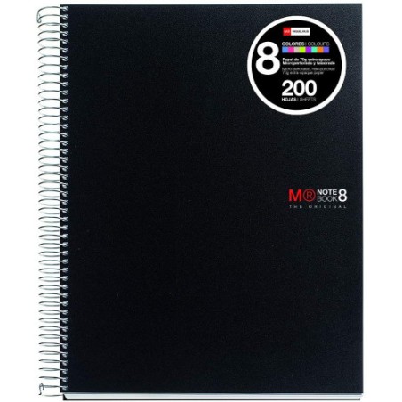 8176-CUADERNO ESPIRAL NB-8 A4 200 HOJAS 5X5MM POLIPROPILENO NEGRO MIQUELRIUS 42006