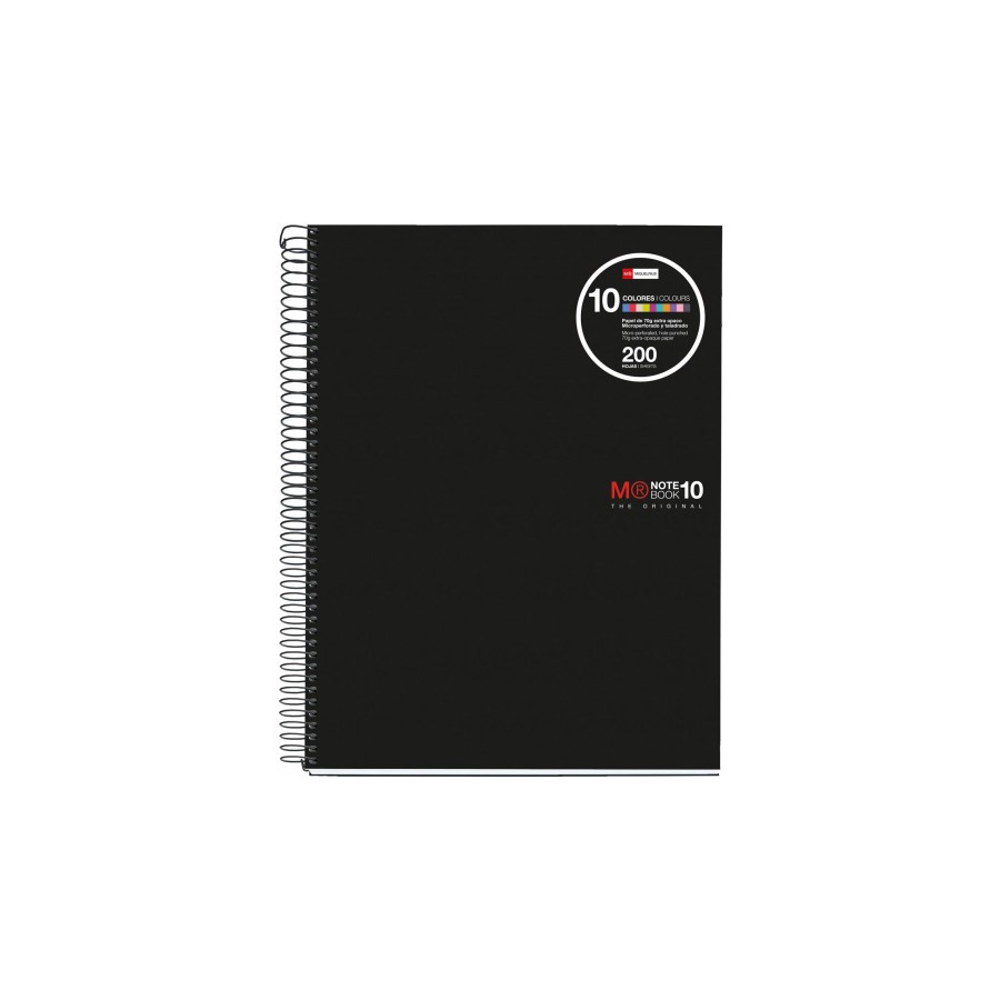 8180-CUADERNO ESPIRAL NB-10 A4 200 HOJAS 5X5MM POLIPROPILENO NEGRO MIQUELRIUS 47009