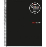 8180-CUADERNO ESPIRAL NB-10 A4 200 HOJAS 5X5MM POLIPROPILENO NEGRO MIQUELRIUS 47009