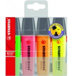 821-ESTUCHE 4 MARCADORES FLUORESCENTES BOSS TRAZO 2/5MM. SURTIDOS STABILO 70/4