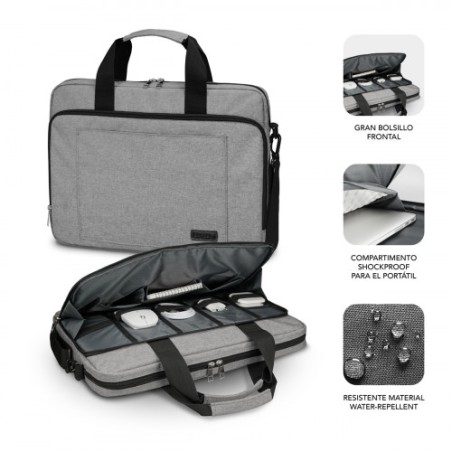 8324-SUBBLIM Maletin Ordenador Air Padding Laptop bag 15,6" Grey