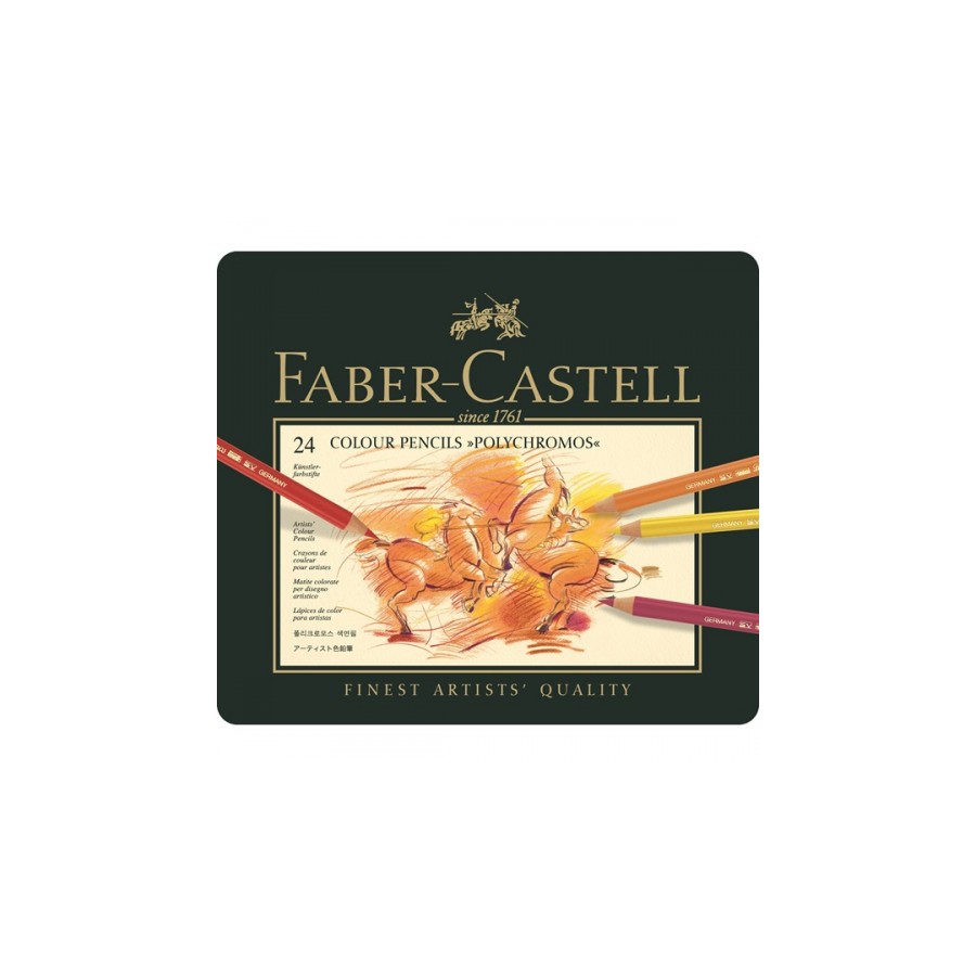 8441-ESTUCHE DE METAL POLYCHROMOS CON 24 LAPICES DE COLORES SURTIDOS FABER CASTELL 110024