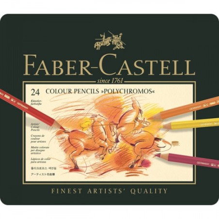 8441-ESTUCHE DE METAL POLYCHROMOS CON 24 LAPICES DE COLORES SURTIDOS FABER CASTELL 110024