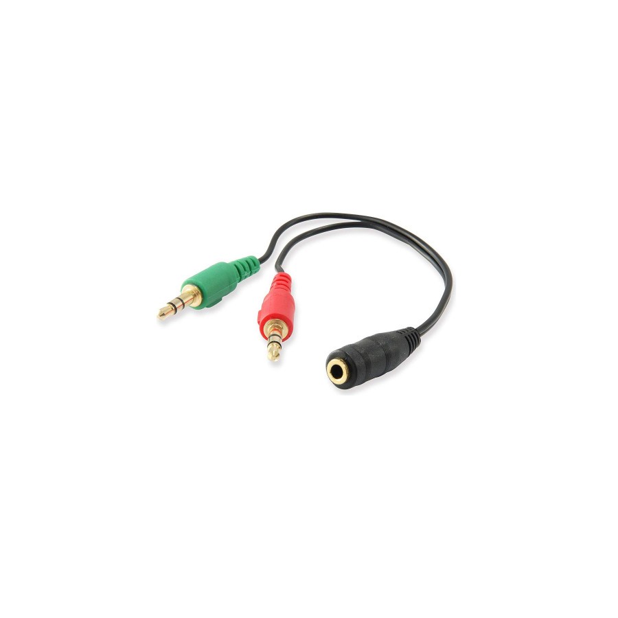 8476-Ewent EC1642 cable de audio 0,15 m 3,5mm 2 x 3.5mm Negro, Verde, Rojo