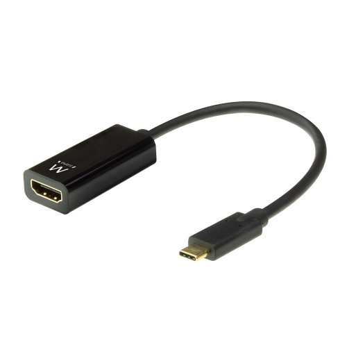 8518-Ewent EW9823 adaptador de cable de video 0,15 m USB Tipo C HDMI tipo A (Estandar) Negro