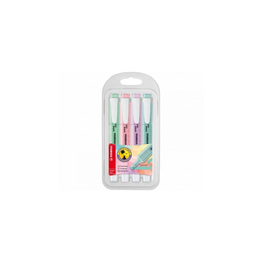 864-ESTUCHE PLASTICO SWING COOL PASTEL 4 UNIDADES SURTIDAS TRAZO 1/4MM. STABILO 275/4-08