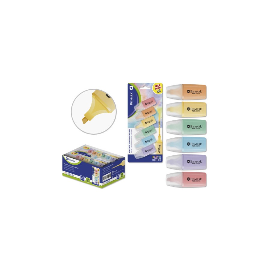 8656-Bismark Mini Rotulador Fluorescente Pastel Blister 6 Uds