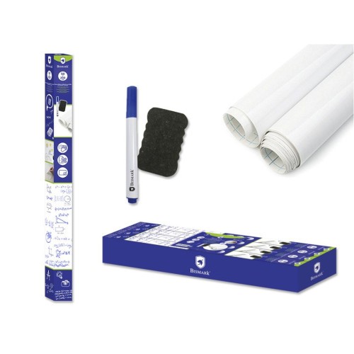 8676-Bismark Pizarra Blanca Adhesiva C/ Rotulador & Borrador