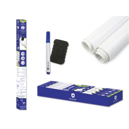 8676-Bismark Pizarra Blanca Adhesiva C/ Rotulador & Borrador