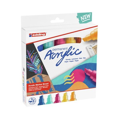8819-PACK 5 MARCADORES ACRILICOS TRAZO 5-10 MM. ABSTRACTO. COLORES. 934, 903, 905, 906 Y 909. EDDING 5000-5-S-999