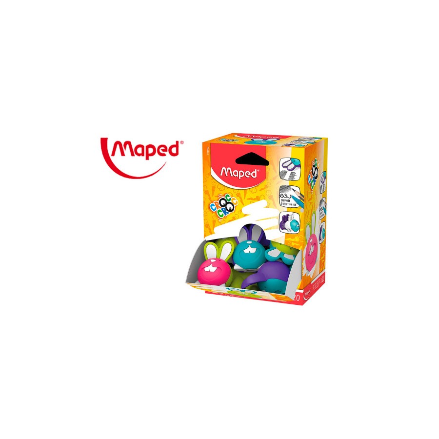 8825-EXPOSITOR GOMA CROC CROC DUO - CONEJO - COLORES SURTIDOS X 20 UNIDADES MAPED 015802