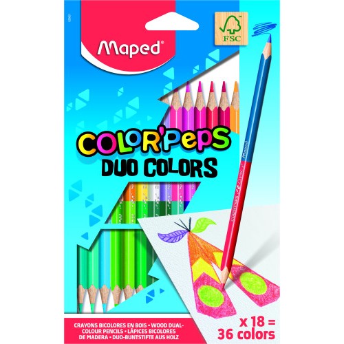 8826-ESTUCHE 18  LAPICES DE COLORES COLOR´PEPS DUO. BICOLOR MAPED 829601FC