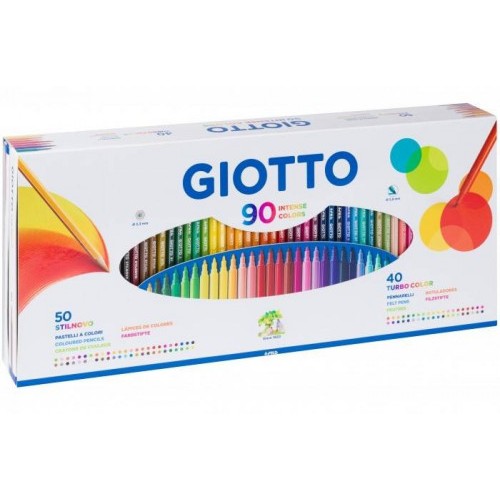 8835-GIOTTO STILNOVO CAJA 50 LAPICEROS + 40 ROTULADORES + SACAPUNTAS GIOTTO F257500