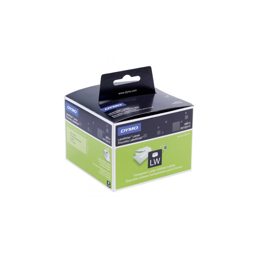 888-ROLLO ETIQUETA PERMANENTE 89X36MM. TRANSPARENTES DYMO SO722410