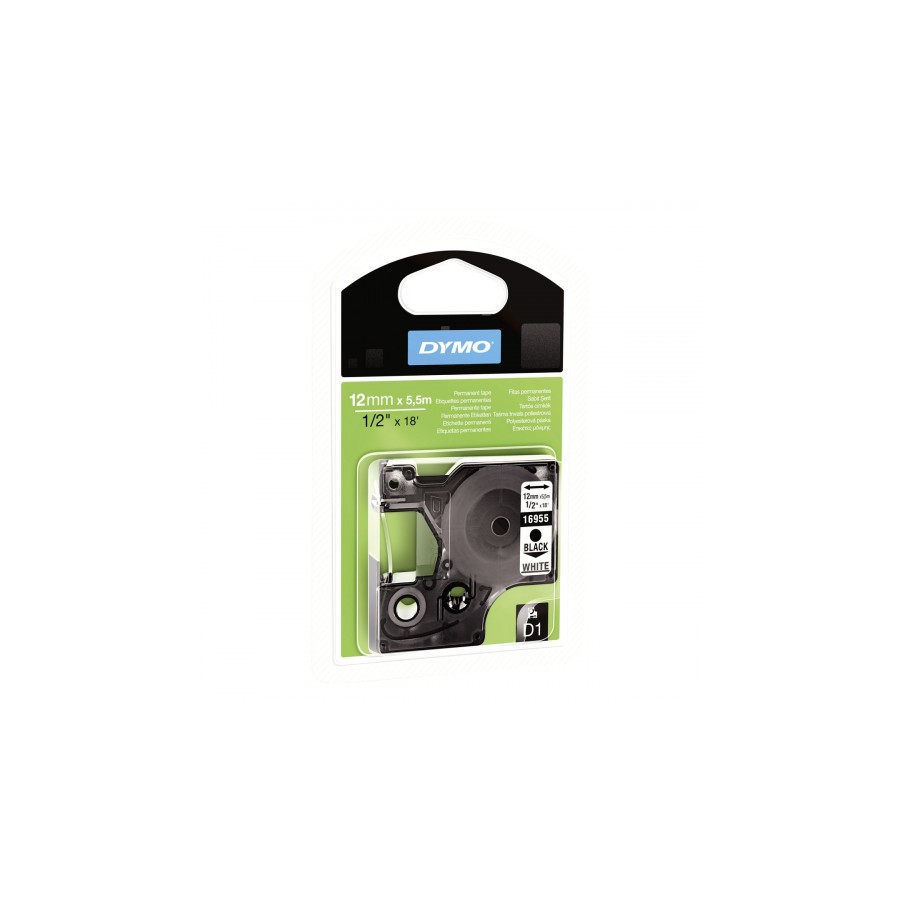 896-CINTA ROTULADORA D1 12MMX5.5M POLIESTER NEGRO/BLANCO DYMO S0718060