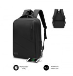 9133-SUBBLIM City Backpack Mochila para portatil 15.6", Poliester Oxford, Negra
