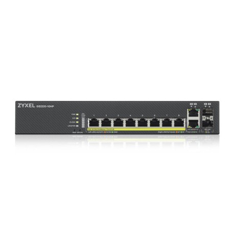 9257-Zyxel GS2220-10HP-EU0101F switch Gestionado L2 Gigabit Ethernet (10/100/1000) Energia sobre Ethernet (PoE) Negro