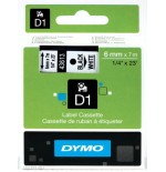 928-CINTA ROTULADORA D1 6MMX7M NEGRO/BLANCO DYMO S0720780