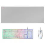 9284-Mars Gaming MCPXWPT Combo Teclado+Raton+Alfombrilla Blanco PT
