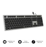 9374-SUBBLIM Teclado Ergonomico con cable USB Plano Silencioso Gris/Negro Ergo