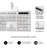 9377-SUBBLIM Teclado Ergonomico con cable USB Plano Silencioso Plateado/Blanco Ergo