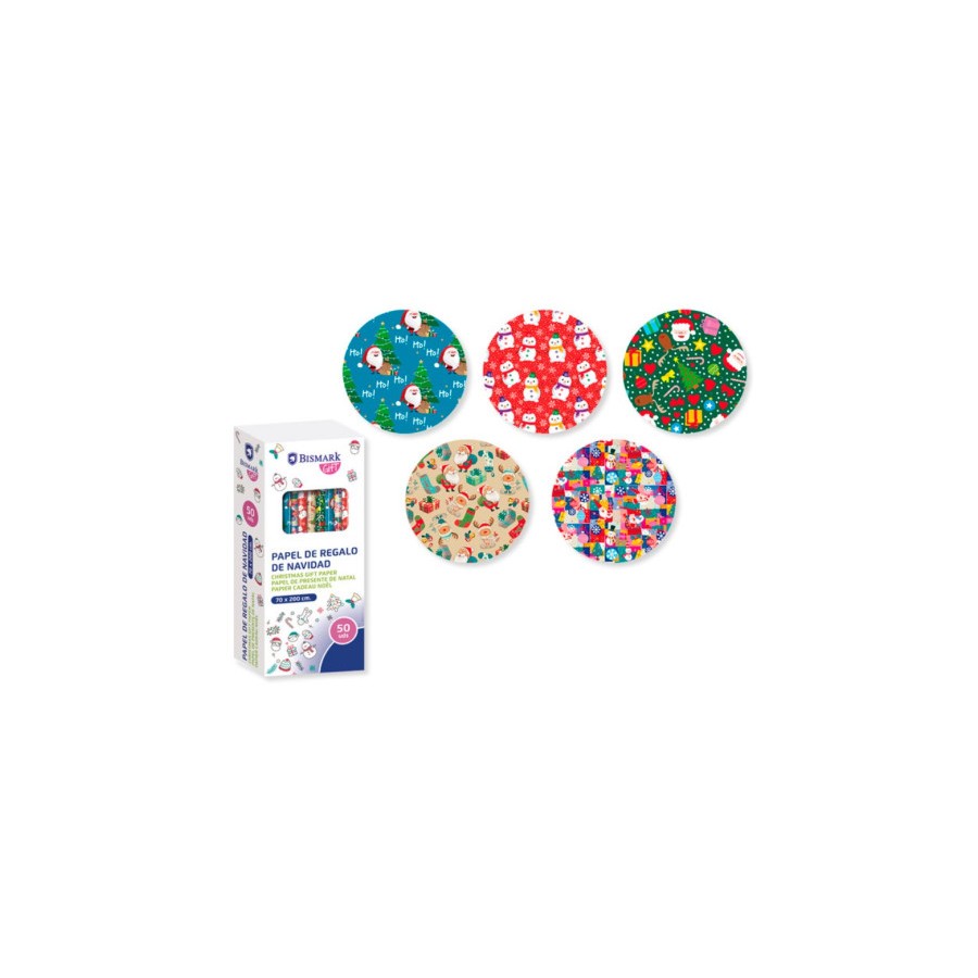9509-PAPEL DE REGALO NAVIDAD COLORS 70X200 BISMARK 329859