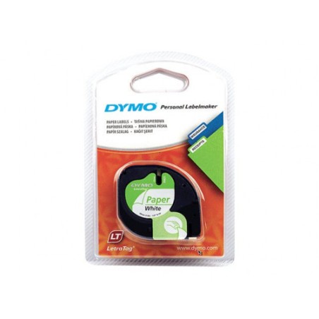 952-CINTA ROTULADORA LETRATAG 12MMX4M NEGRO/BLANCO PAPEL DYMO S0721510