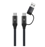 9672-Ewent EW9918 cable USB 1 m USB 3.2 Gen 1 (3.1 Gen 1) USB C Negro