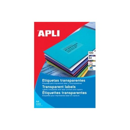 9697-PACK 20 HOJAS (20 UDS) ETIQUETAS TRANSLUCIDAS 210X297MM APLI 1225