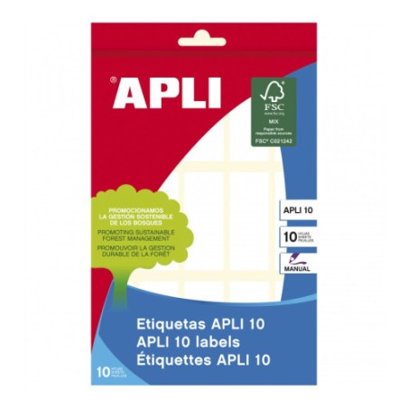 9704-PACK 10 HOJAS (150 UDS) ETIQUETAS BLANCAS 20X50 APLI 1642