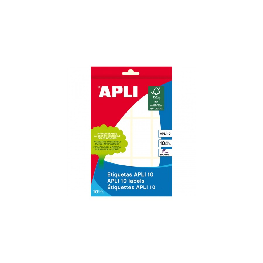 9707-PACK 10 HOJAS (120 UDS) ETIQUETAS BLANCAS 26X54 APLI 1647