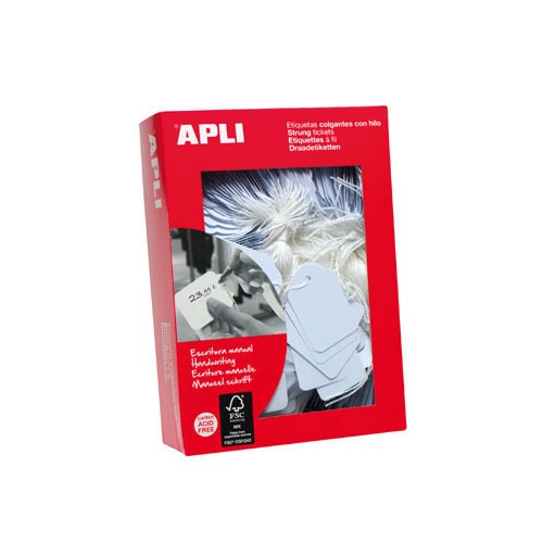 9710-CAJA 500 ETIQUETAS BLANCAS CON HILO 50X70 APLI 396