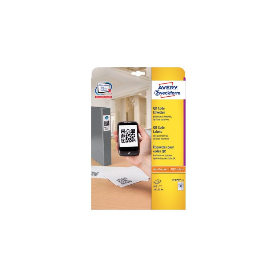 9711-Avery L7120-25 etiqueta autoadhesiva Plaza Permanente Blanco 875 pieza(s)