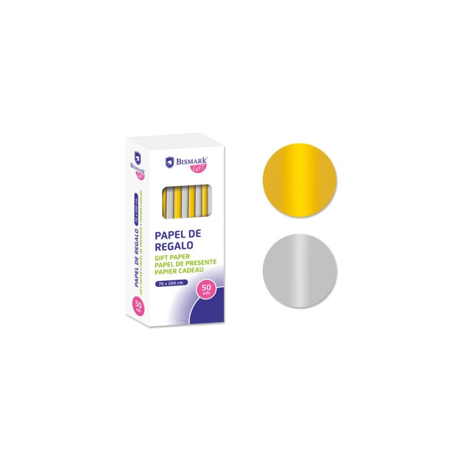 9752-PAPEL DE REGALO LISO ORO/PLATA 70X200 BISMARK 330276
