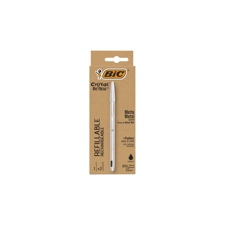 9776-BOLIGRAFO RENEW CUERPO METAL TINTA NEGRA BIC 997201